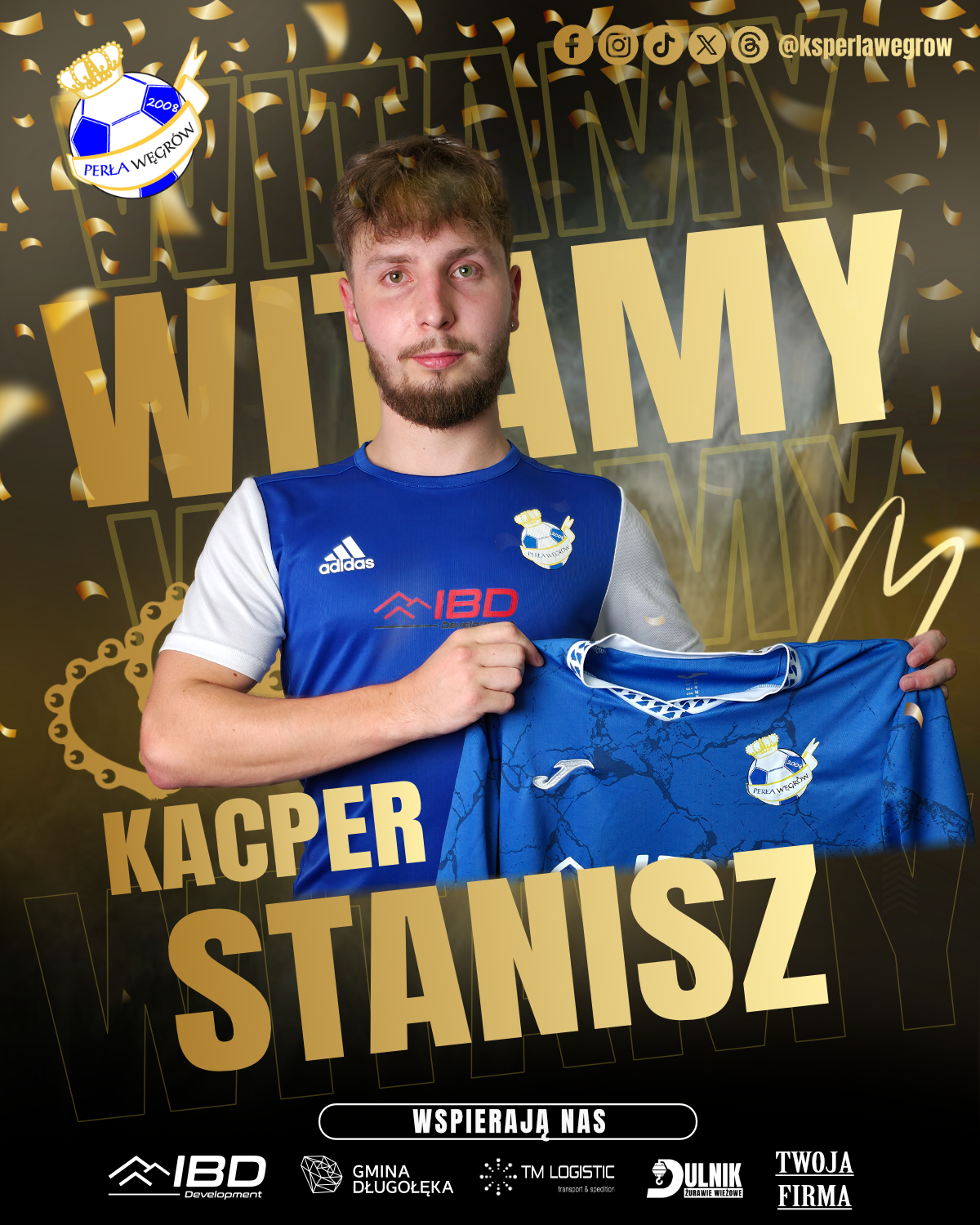 Kacper Stanisz w barwach Perły Węgrów