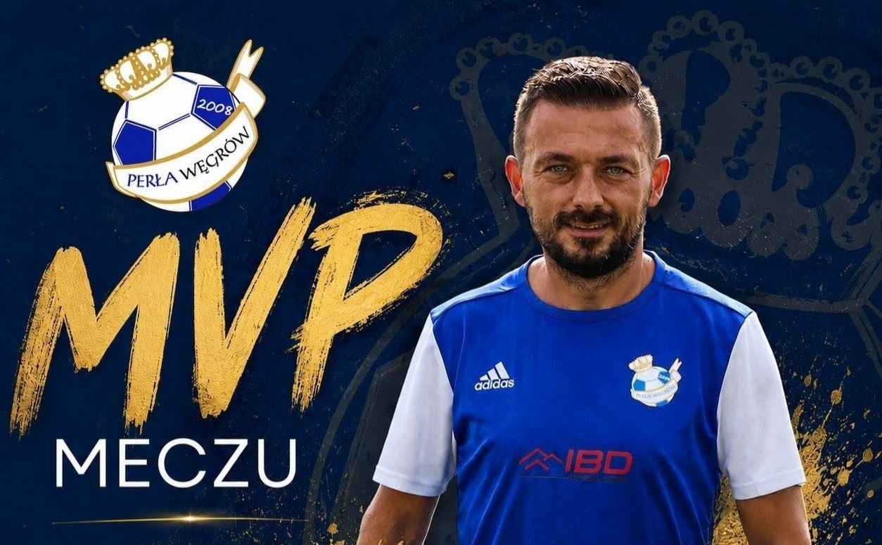 Krzysztof Milewicz - obrońca Perły Węgrów wybrany MVP Kibiców meczu z Sokołem Wielka Lipa
