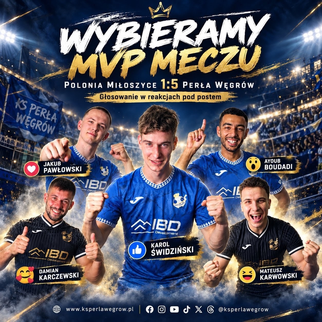 Pięciu zawodników Perły Węgrów nominowanych do tytułu MVP meczu z Polonią Miłoszyce
