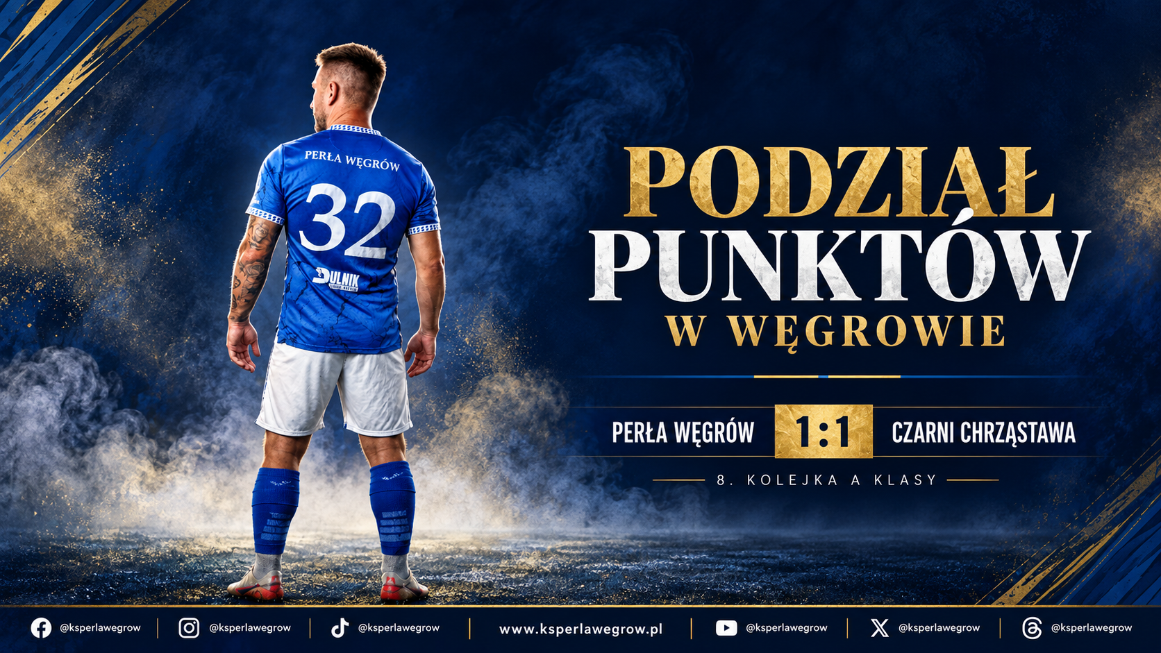 Grafika pomeczowa po remisie Perły Węgrów z Czarnymi Chrząstawa 1:1