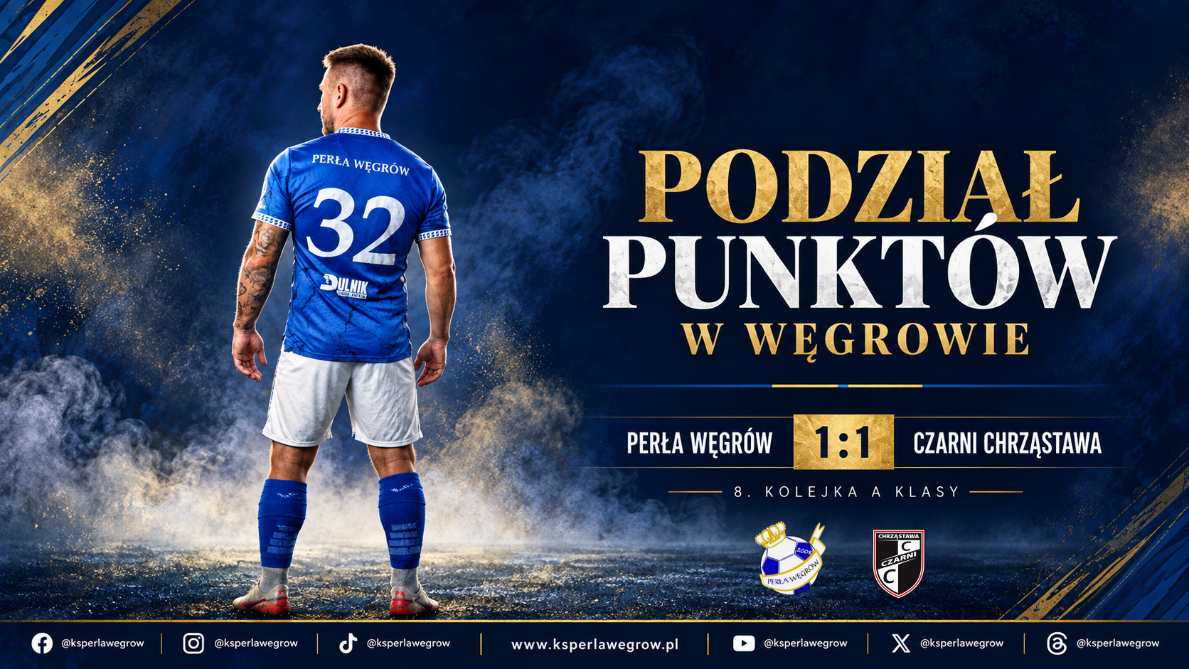 Grafika pomeczowa po remisie Perły Węgrów z Czarnymi Chrząstawa 1:1