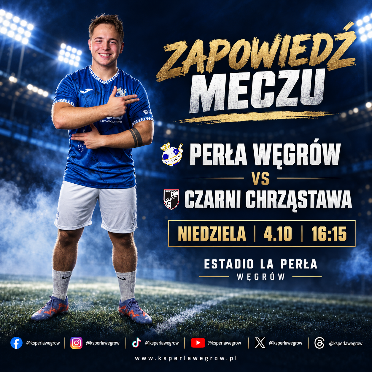 Zapowiedź meczu Perły Węgrów z Czarnymi Chrząstawa na Estadio La Perła